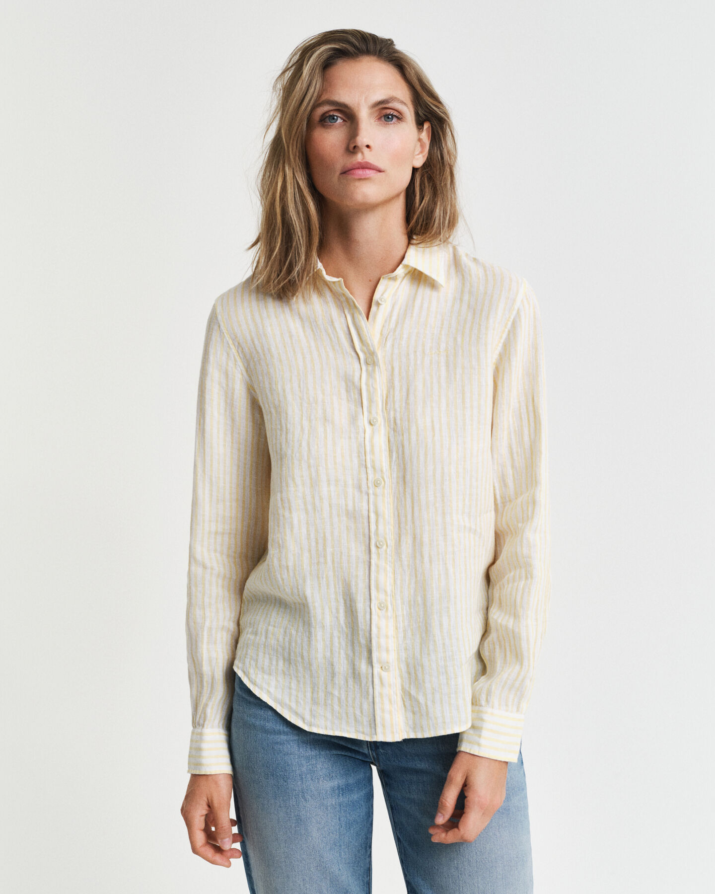 Camisa Regular Fit de lino a rayas