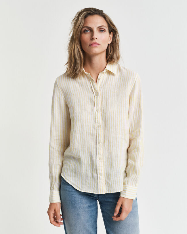 Camisa Regular Fit de lino a rayas