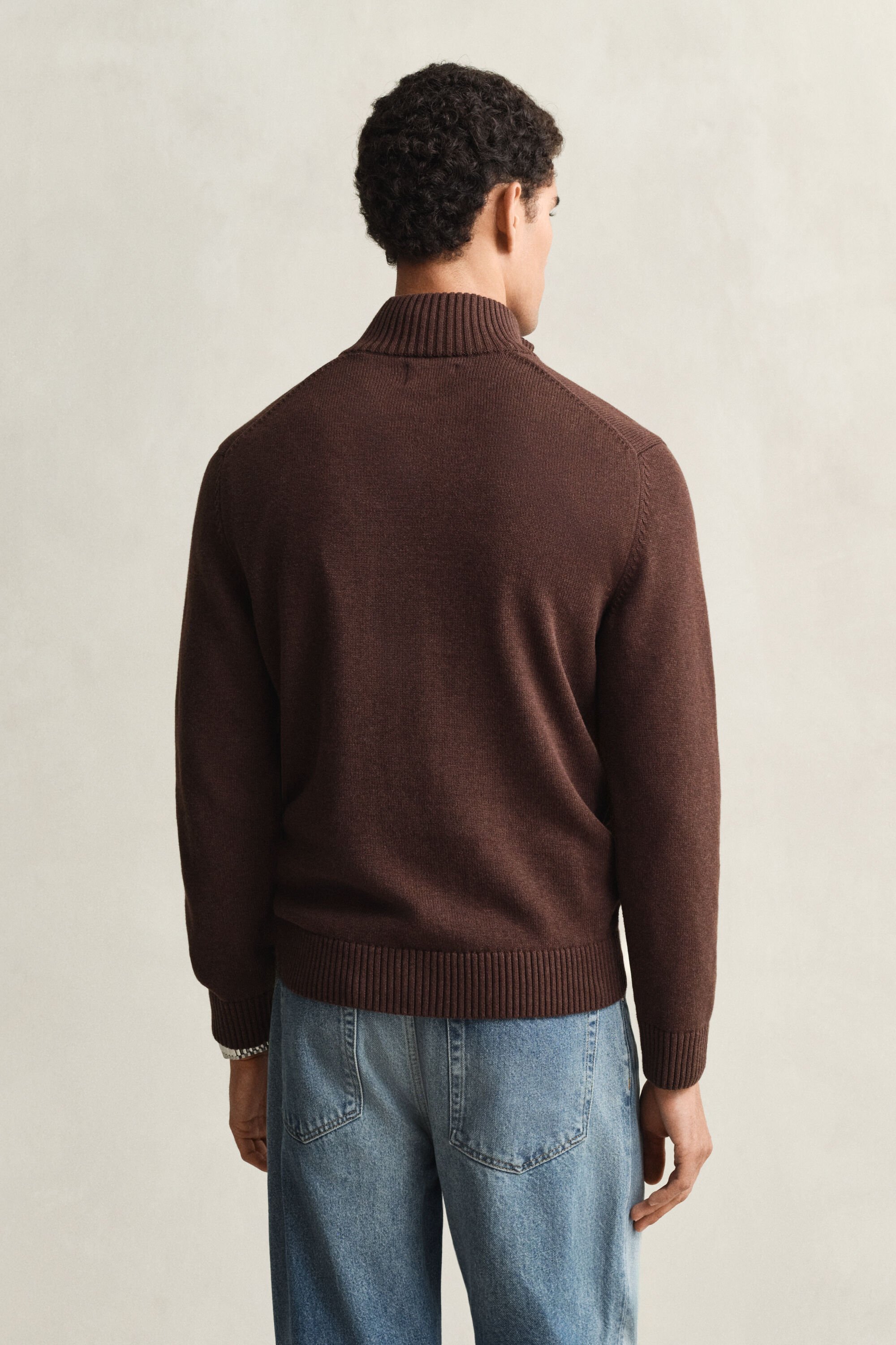 Jersey de algodón con media cremallera Casual