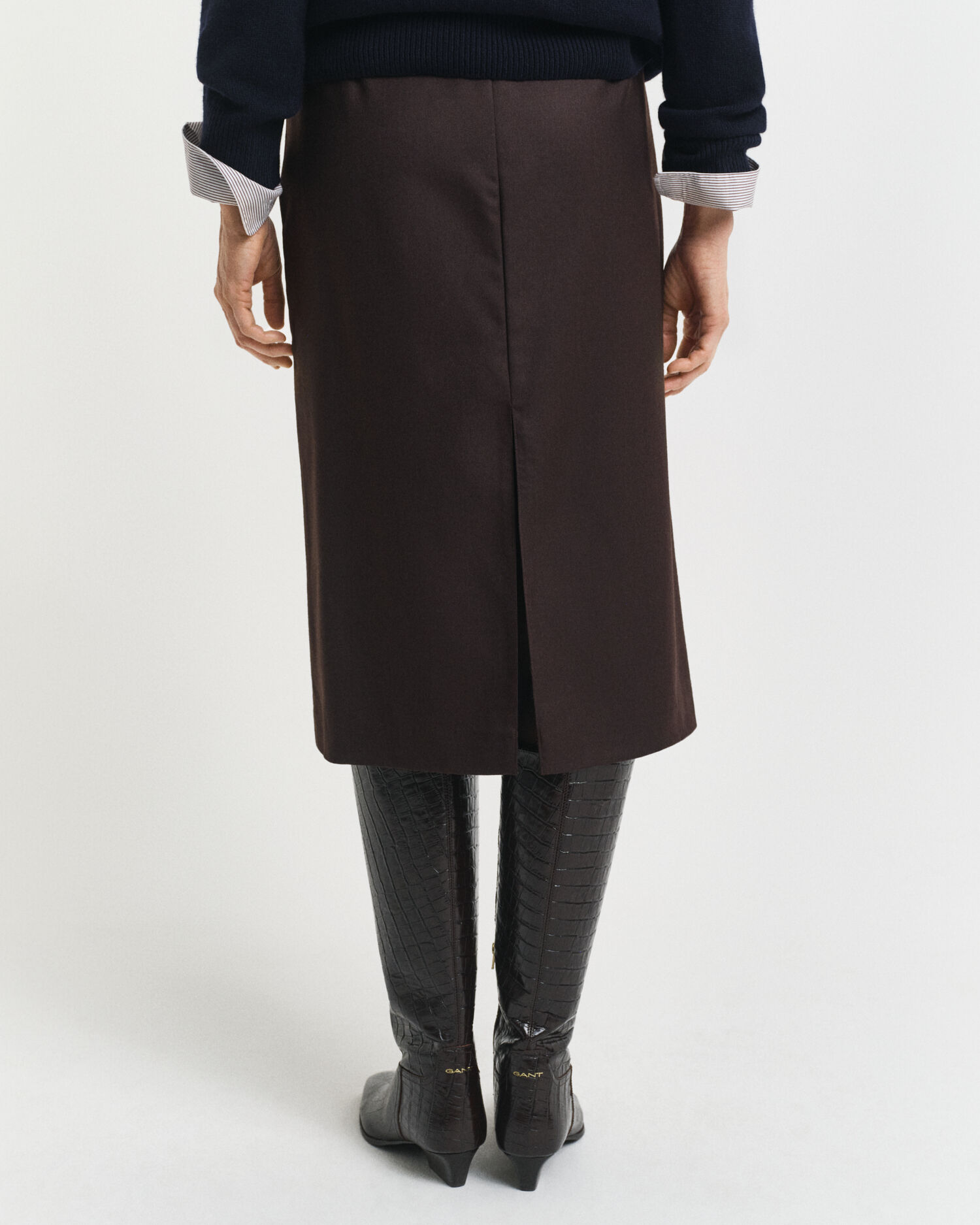 Falda midi de tubo en mezcla de lana