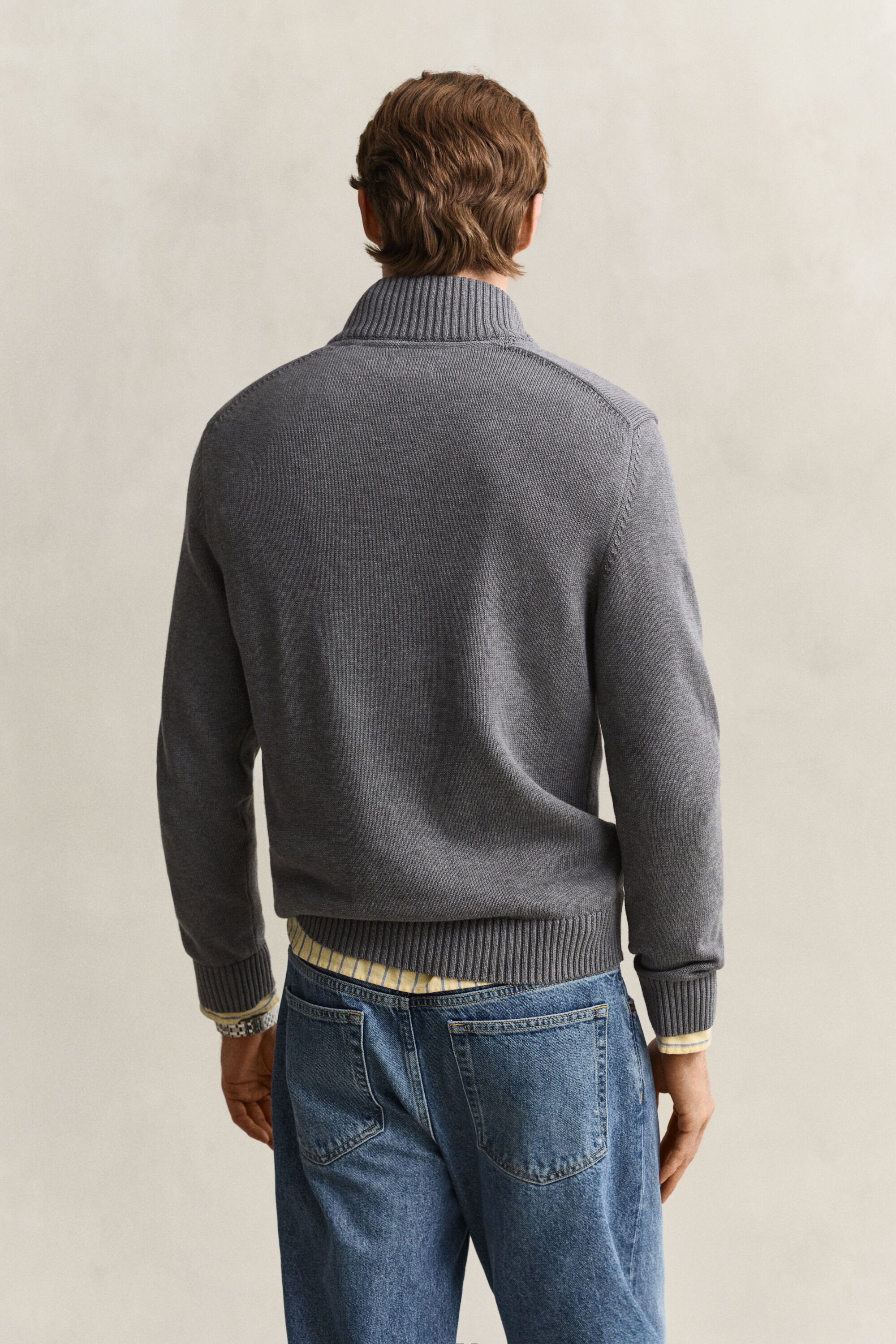 Jersey de algodón con media cremallera Casual