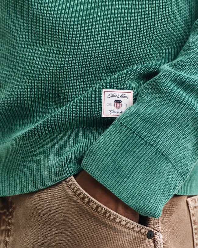 Jersey acanalado con dise&ntilde;o desgastado y media cremallera