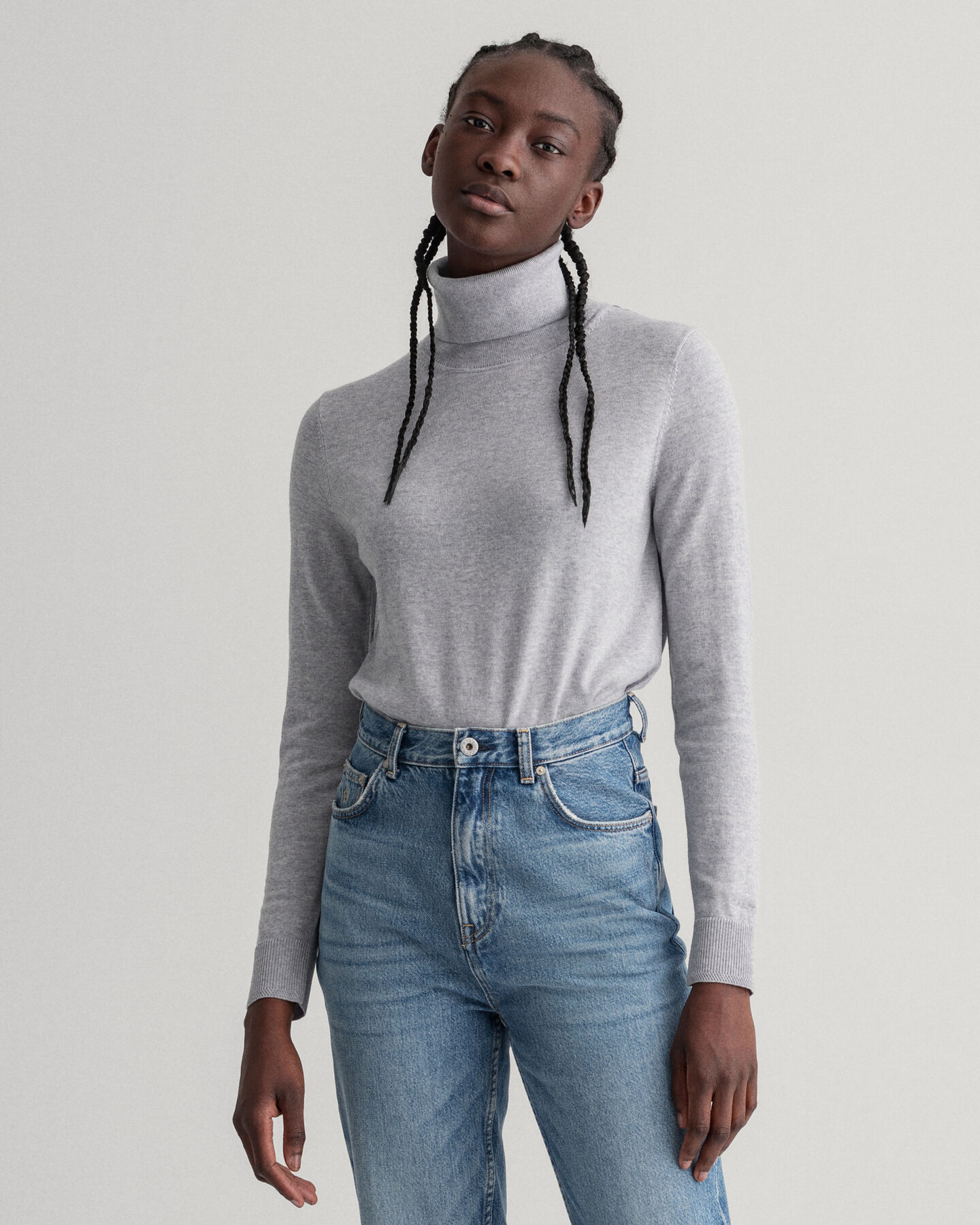 Jersey con cuello de cisne en lana merino lavable