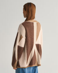 C&aacute;rdigan de intarsia con letras estampadas