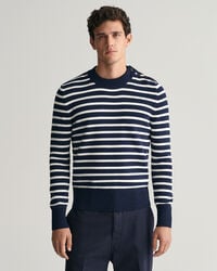 Jersey de algodón con cuello redondo Breton Striped Shiny