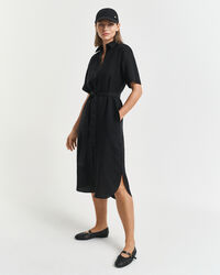 Vestido camisero de manga corta de lino