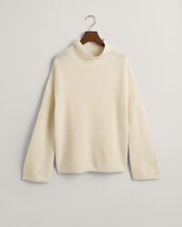 Jersey de lana acanalada con cuello recto