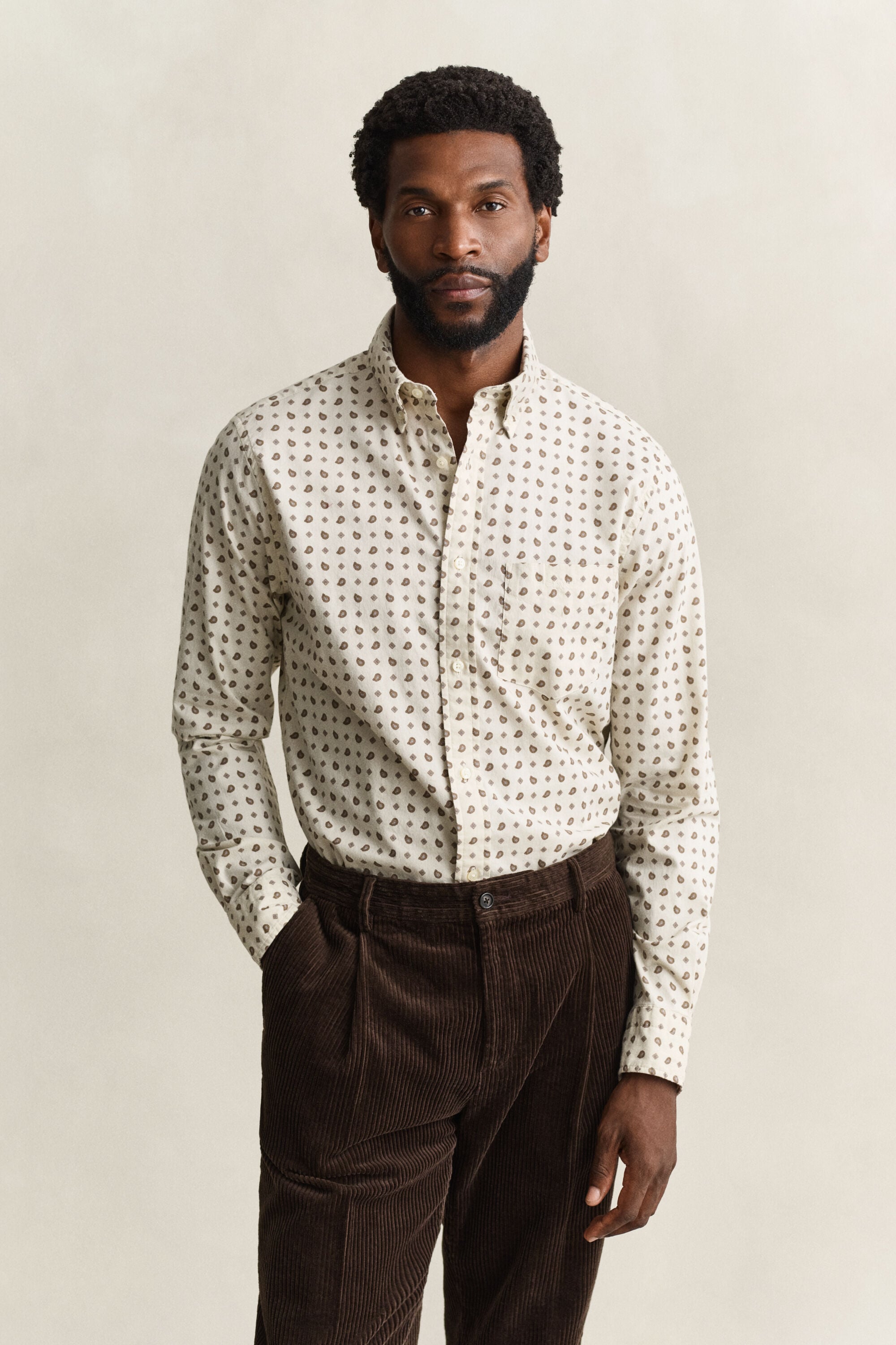 Camisa de sarga con estampado de cachemir
