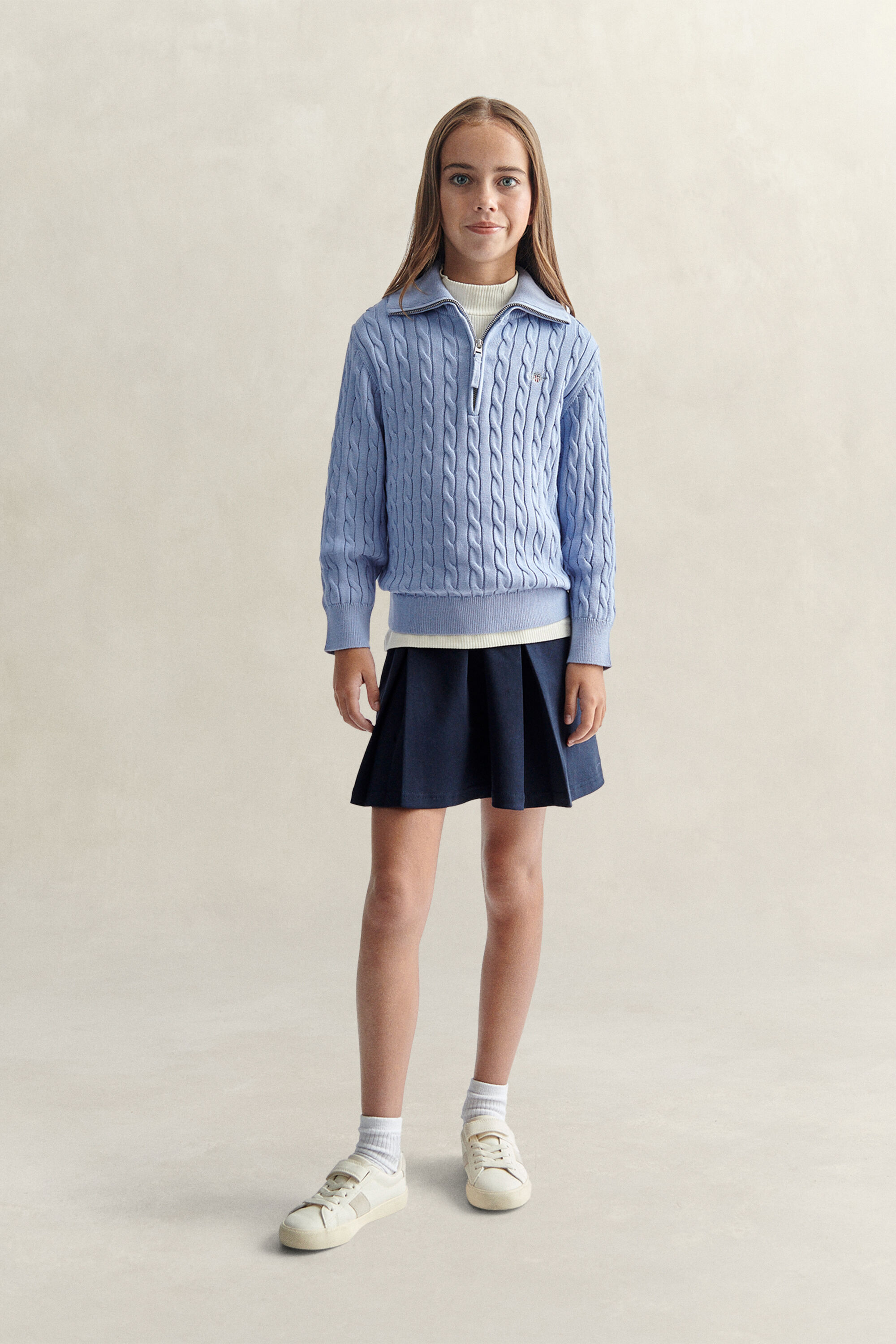 Jersey de punto de ochos con media cremallera Teen Girls