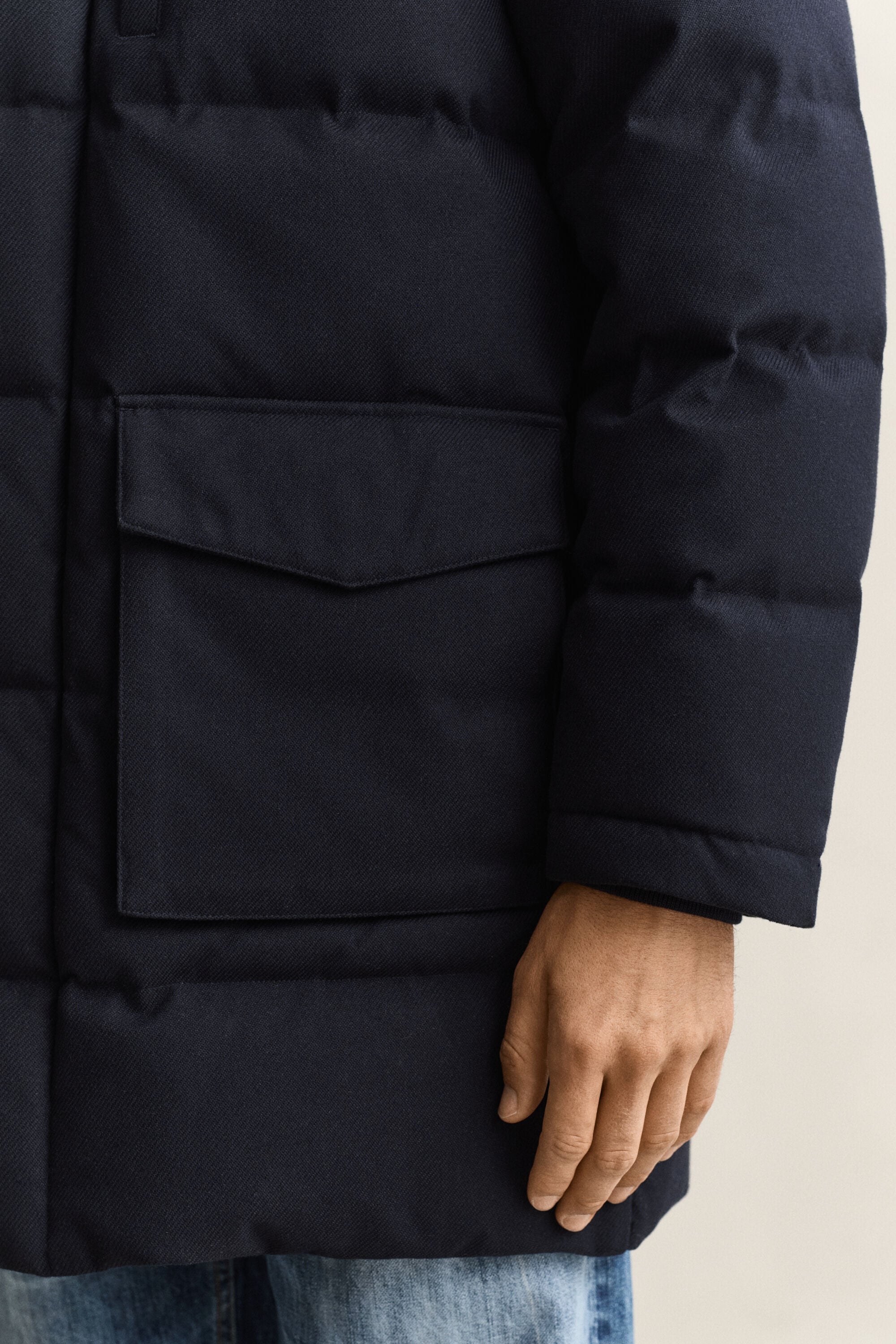 Chaqueta de franela y plumón de largo medio
