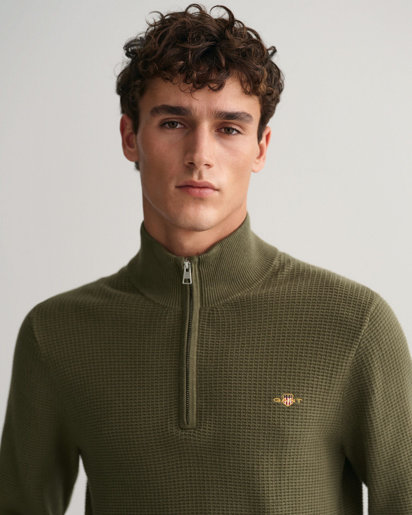 Jersey de algod&oacute;n con media cremallera Textured