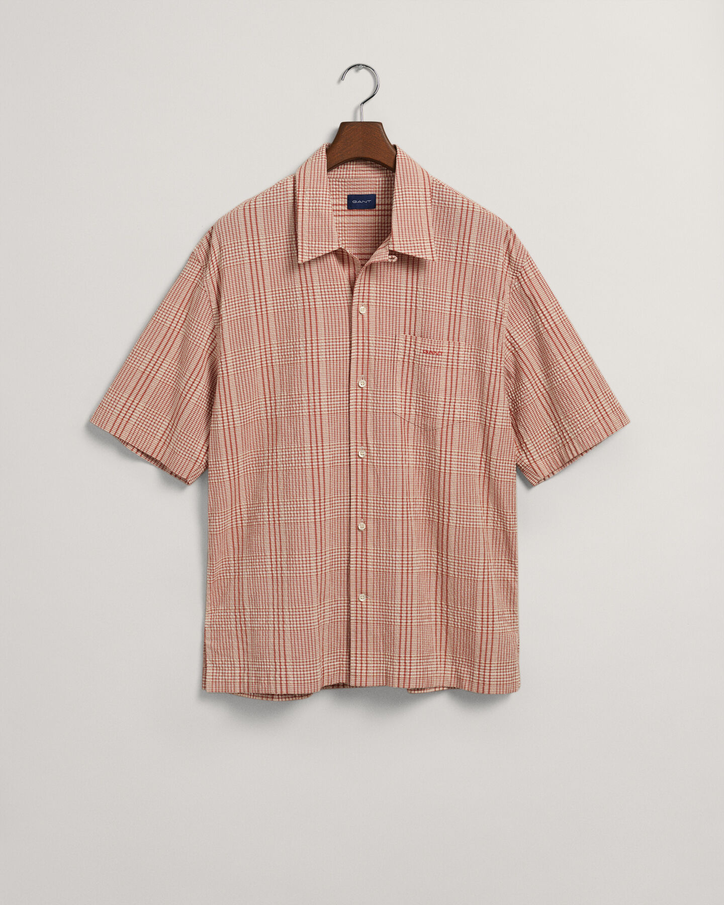 Camisa Relaxed Fit de manga corta y cuadros Seersucker