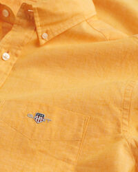 Camisa Regular Fit de manga corta en algod&oacute;n y lino