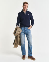 Jersey con media cremallera y microtextura