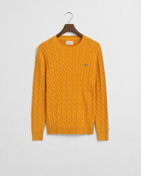 Jersey de cuello redondo y punto de ochos en algodón