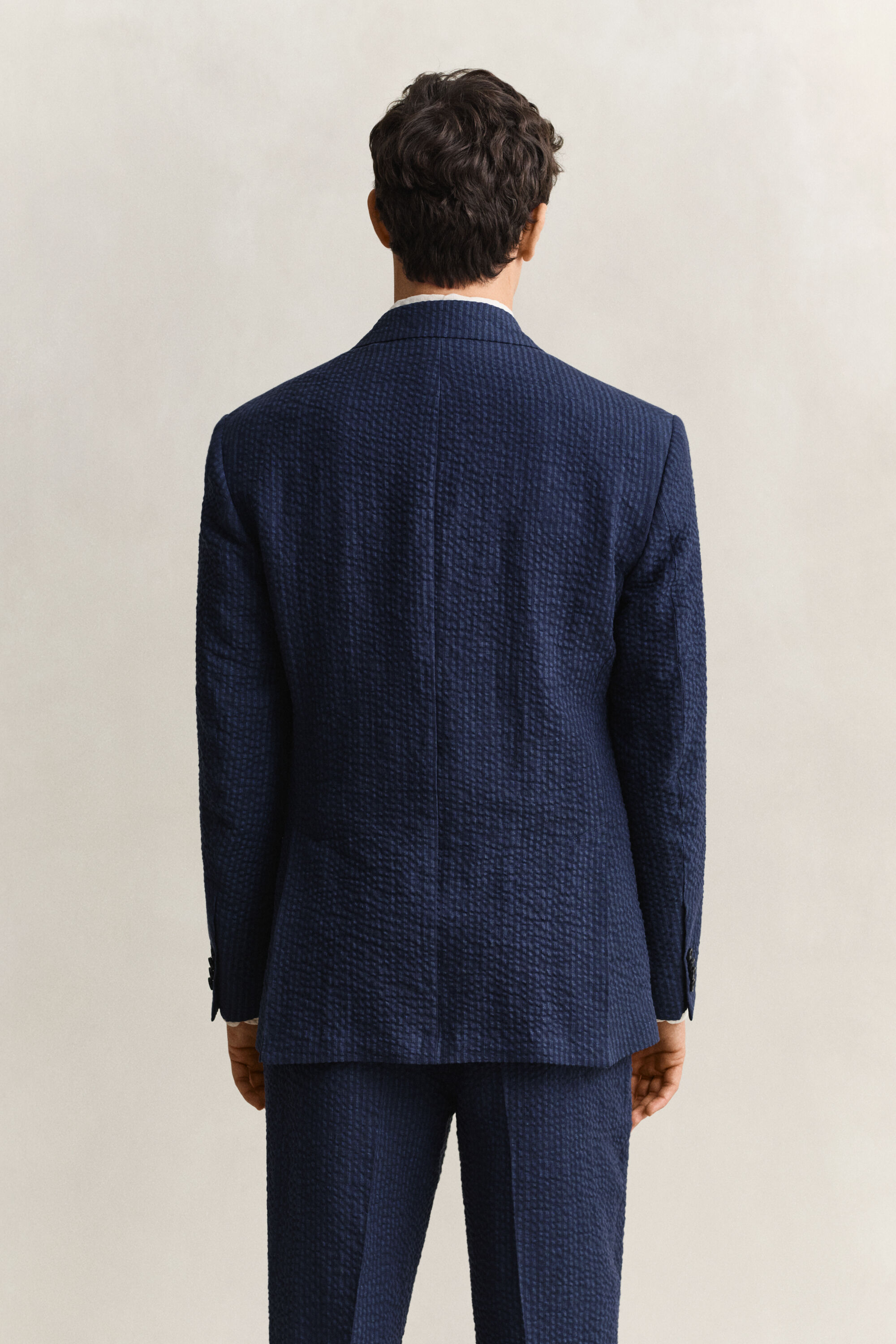 Chaqueta de traje en sirsaca añil