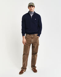 Jersey acanalado de lana y algod&oacute;n con media cremallera