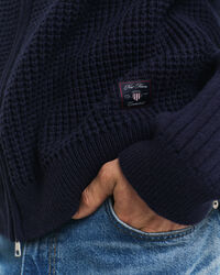 Cárdigan en mezcla de lana con cremallera y textura