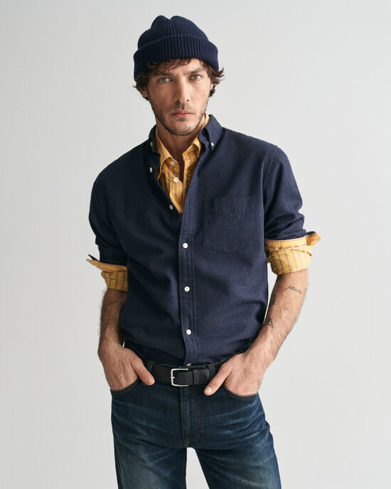 Camisa Regular Fit de franela jaspeada