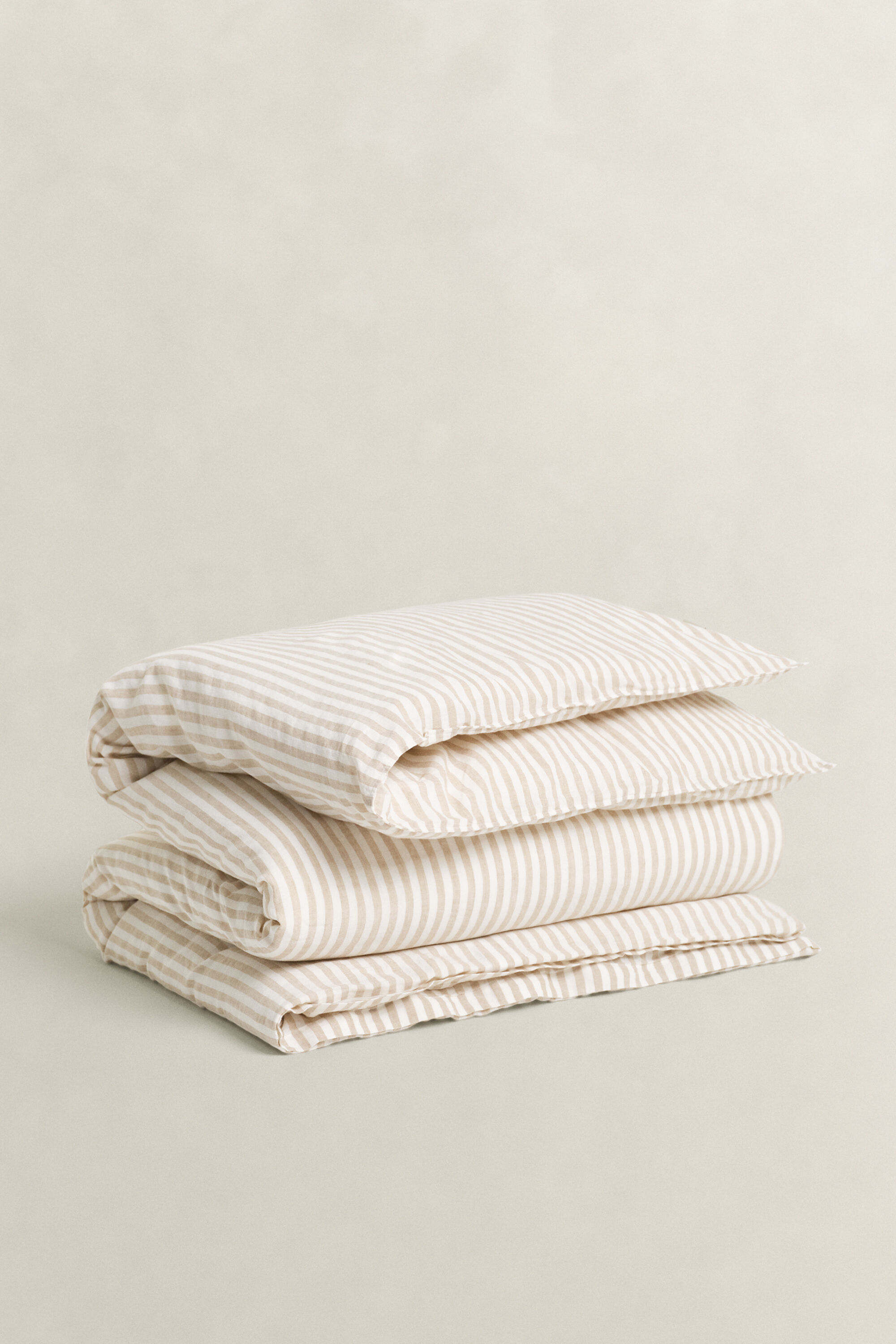 Funda de edredón de algodón y lino a rayas para cama doble