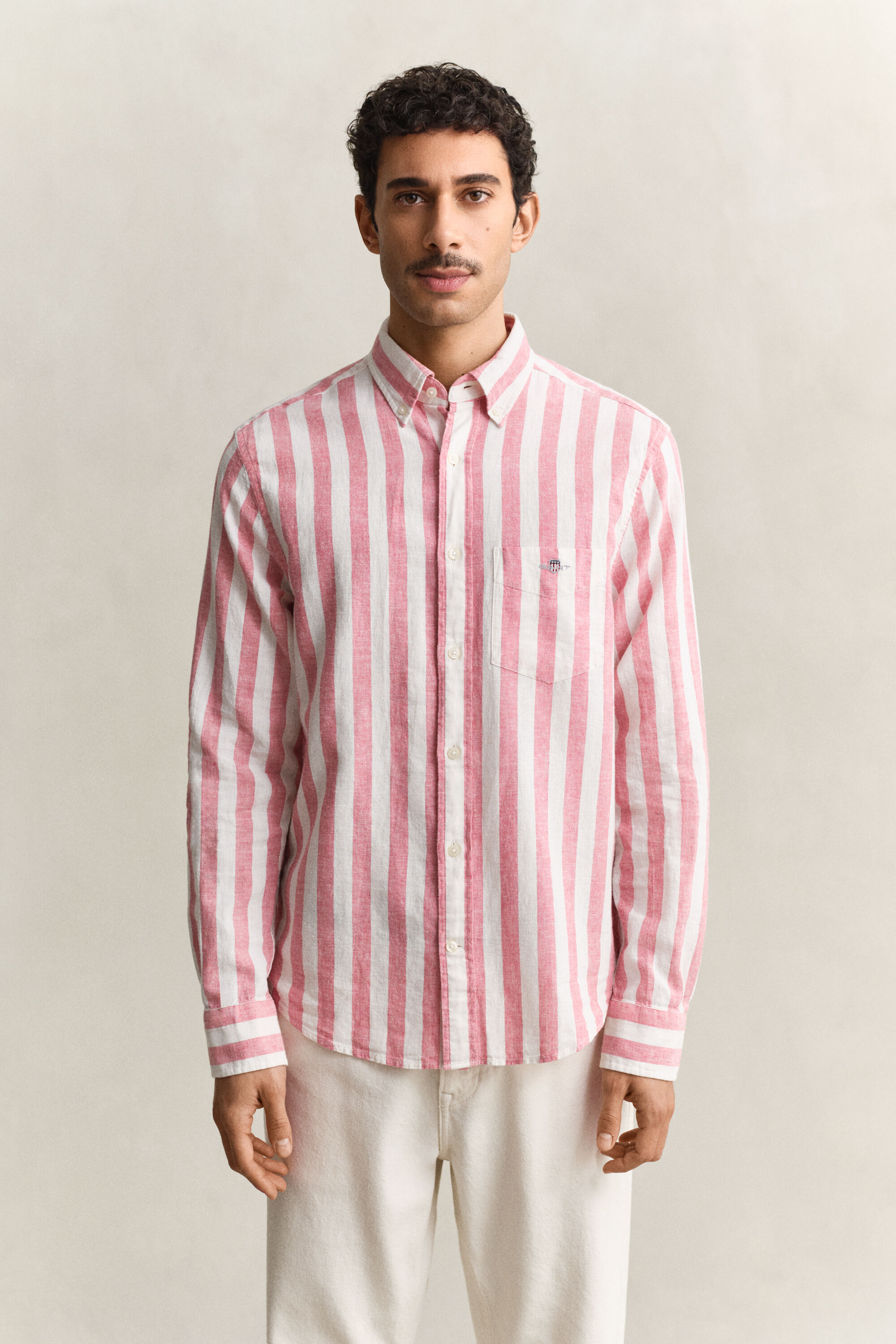 Camisa de mezcla de lino a rayas