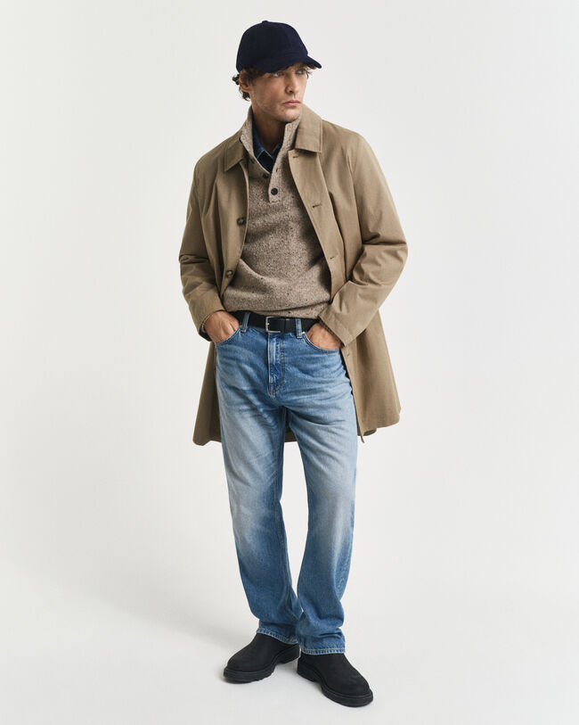 Jersey con media botonadura en mezcla de lana con nepps