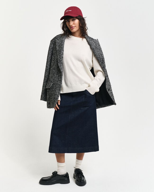 Jersey de cuello redondo en lana de oveja muy fina