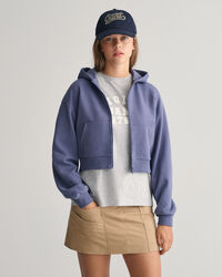 Sudadera corta con capucha y cremallera Script Graphic Teen Girls