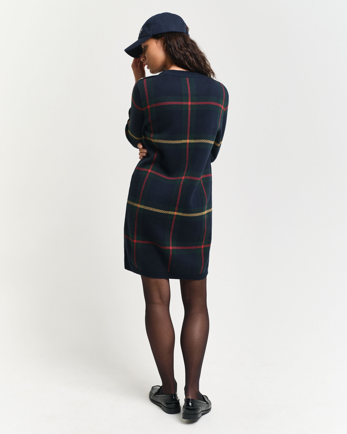 Vestido con cuello redondo y cuadros