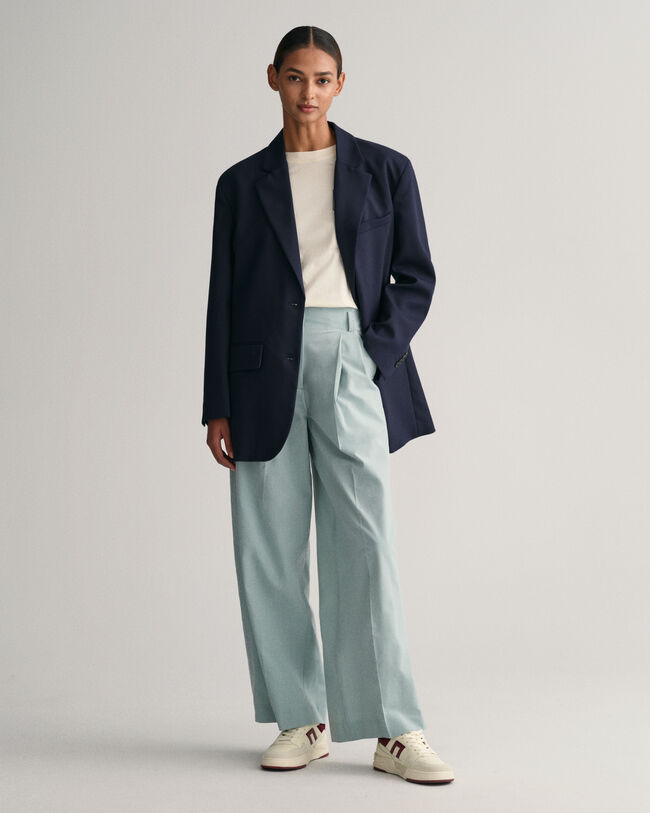 Pantalones de pinzas con talle alto y pernera ancha