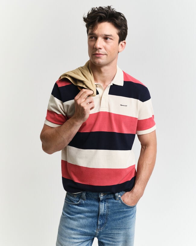 Polo de piqué de rayas en bloques