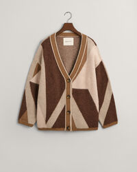 C&aacute;rdigan de intarsia con letras estampadas