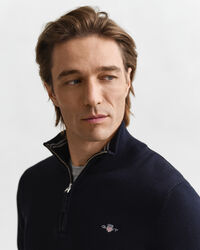 Jersey clásico de algodón con media cremallera