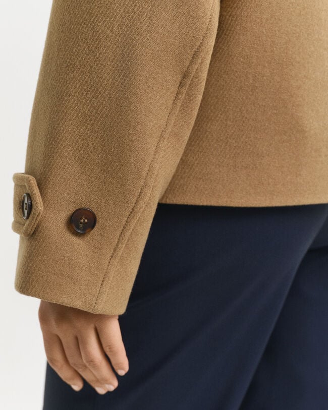 Gabán corto en mezcla de lana