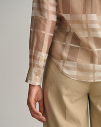 Camisa Regular Fit de seda a cuadros