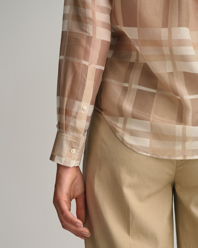 Camisa Regular Fit de seda a cuadros