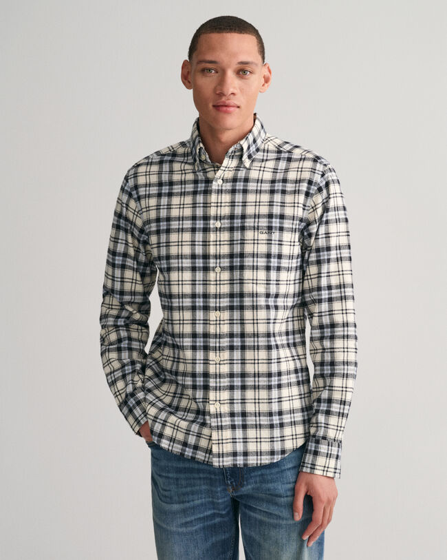 Camisa Oxford Regular Fit cepillada a cuadros