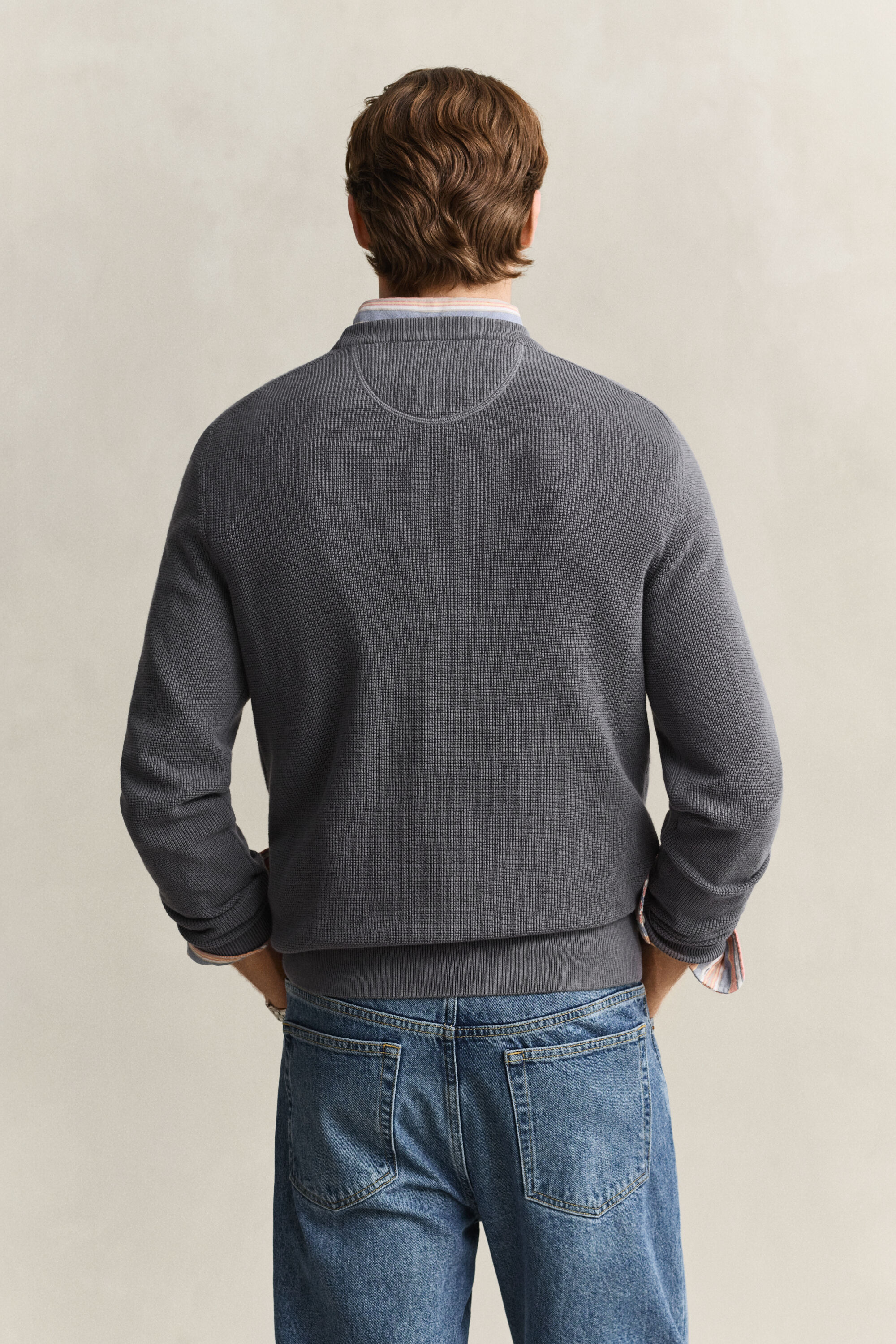 Jersey de algodón con cuello redondo Textured