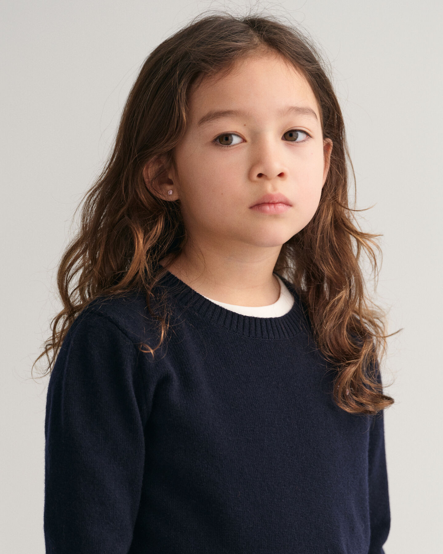 Jersey de cuello redondo en lana de oveja Shield Kids