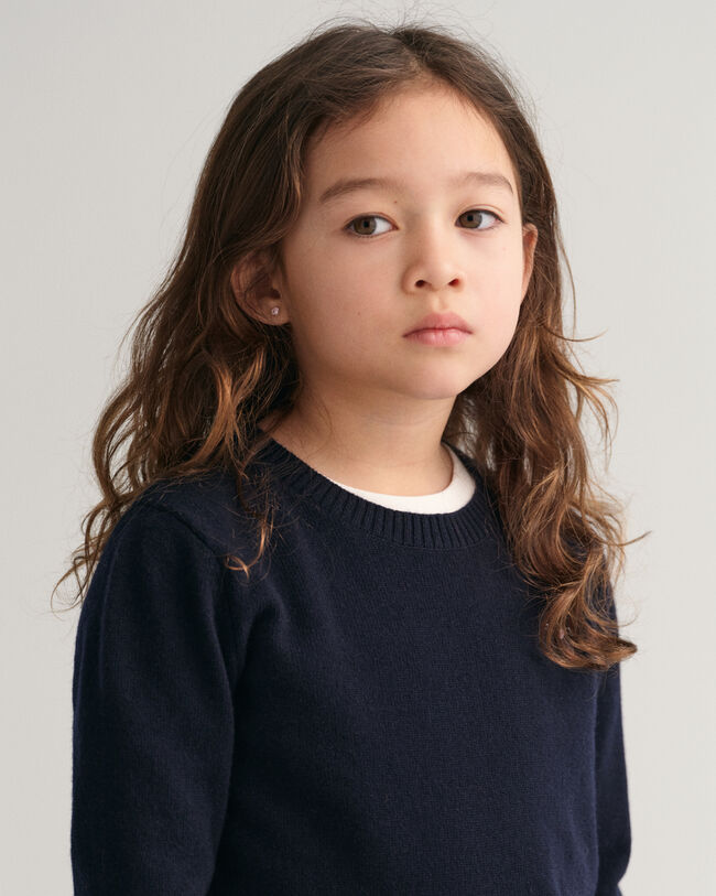 Jersey de cuello redondo en lana de oveja Shield Kids