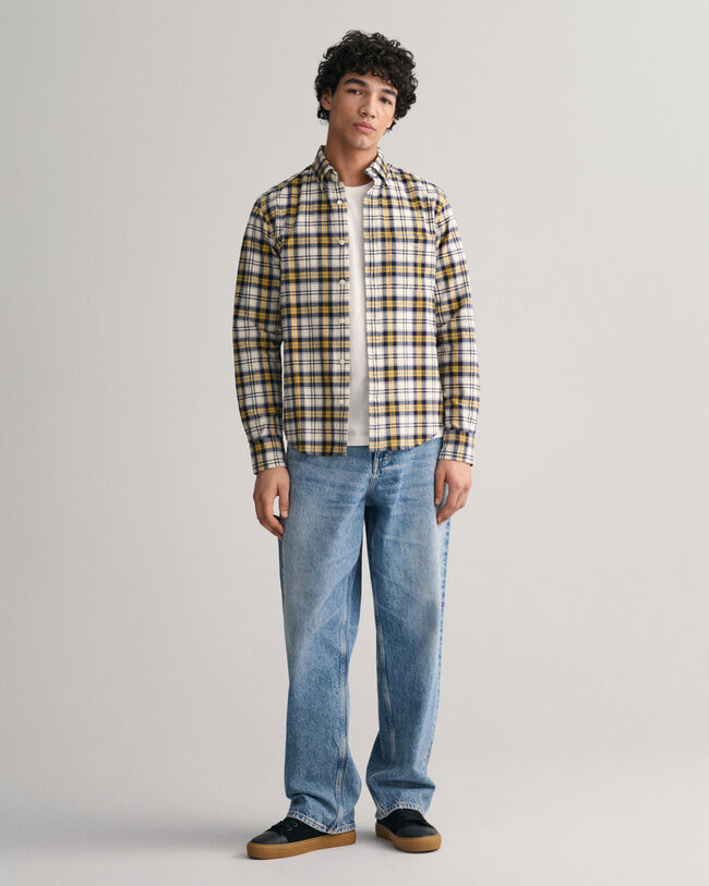 Camisa Oxford Regular Fit cepillada a cuadros