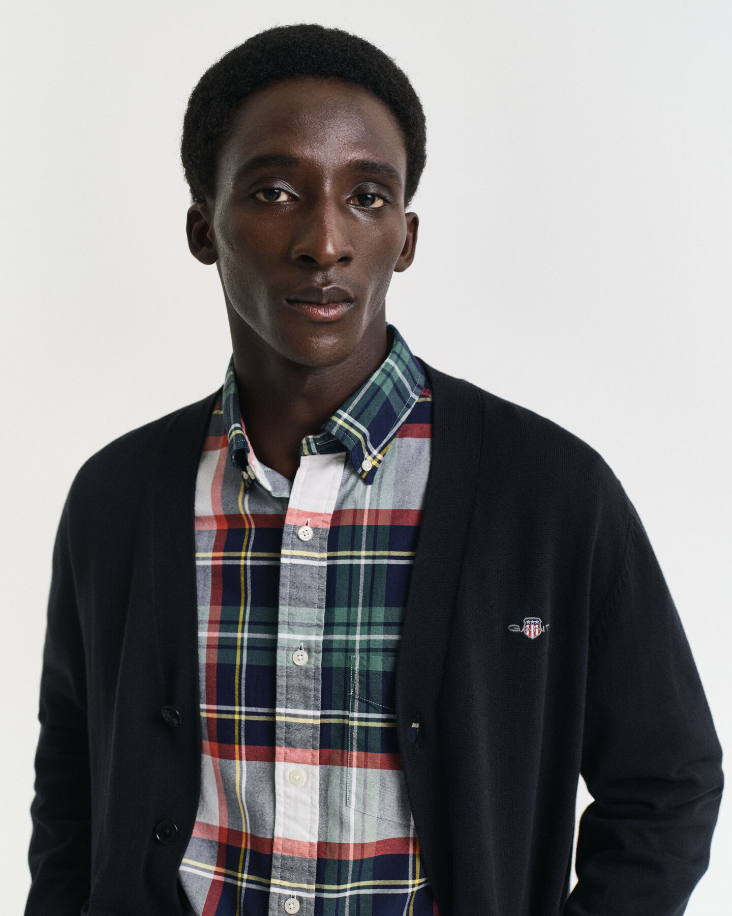 Cárdigan clásico de algodón con cuello de pico