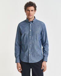 Camisa Regular Fit de cambray añil
