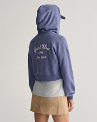 Sudadera corta con capucha y cremallera Script Graphic Teen Girls
