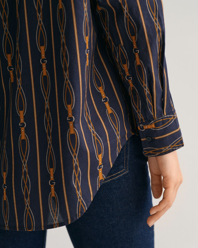 Camisa Relaxed Fit de gasa de algod&oacute;n a rayas Rope