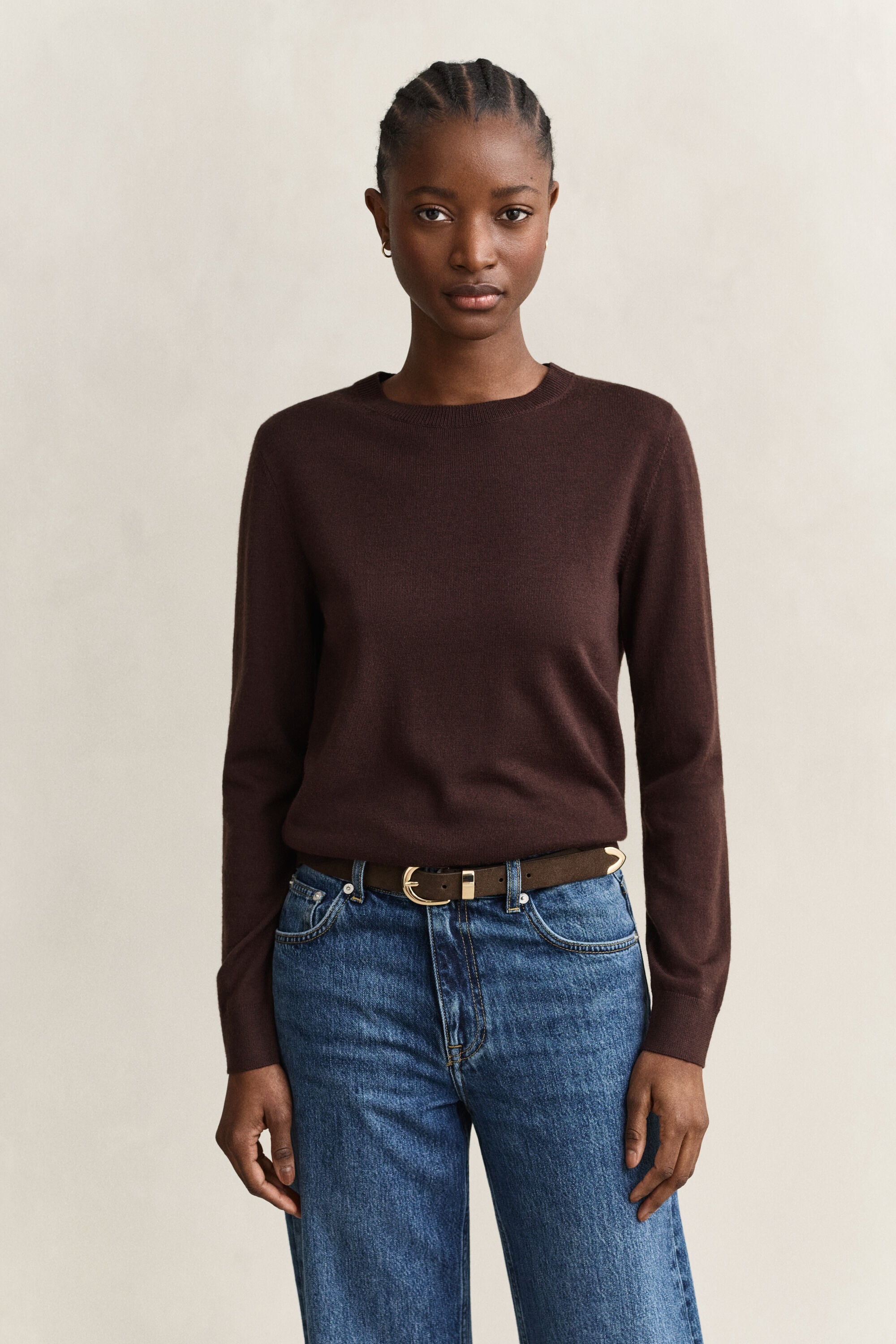 Jersey de lana merino extrafina con cuello redondo