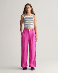 Pantalones de pinzas en lino con pernera ancha Teen Girls
