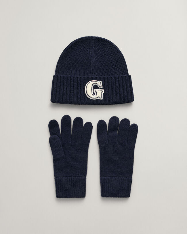 Set de regalo con gorro y guantes con insignia G