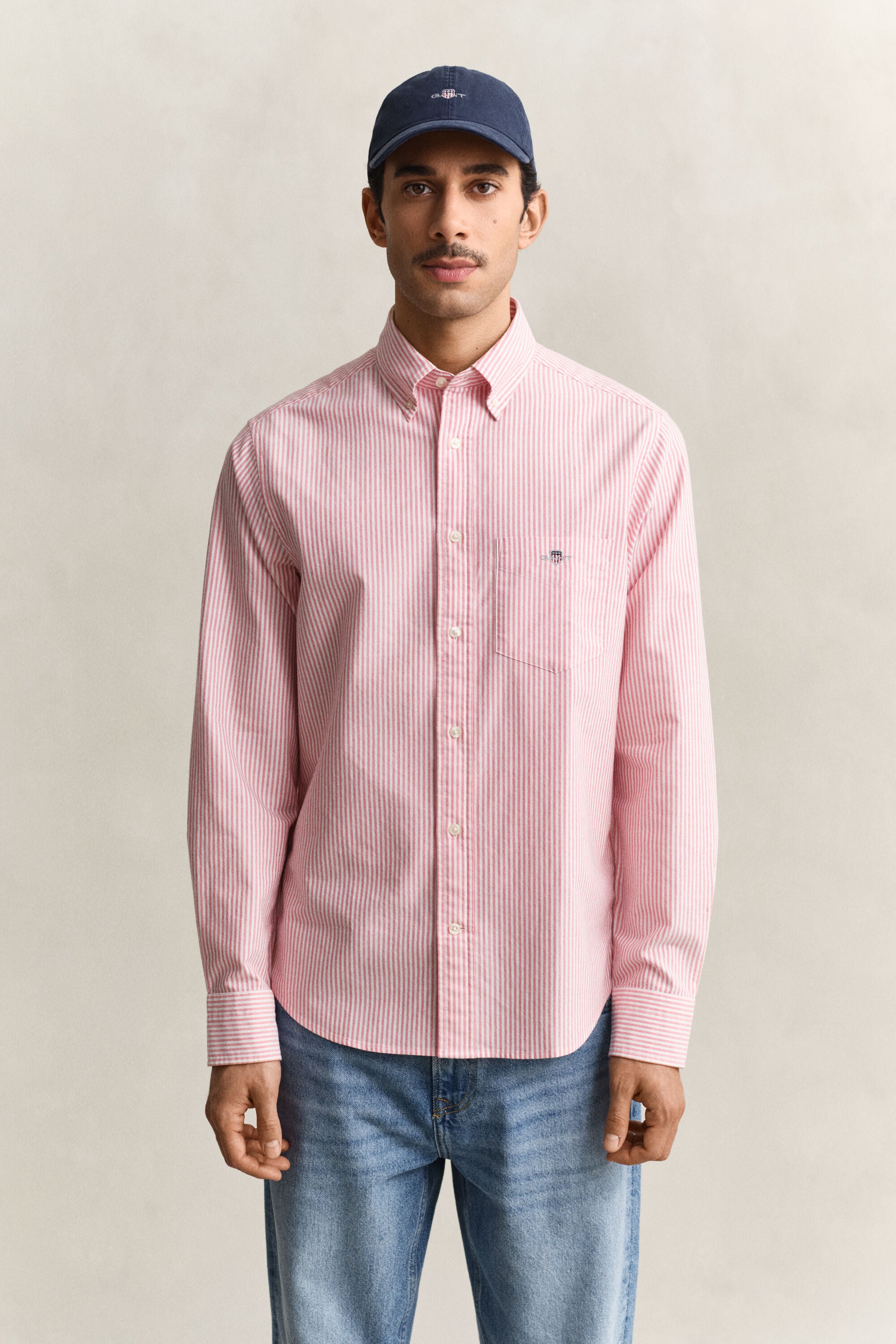 Camisa Oxford clásica de rayas finas