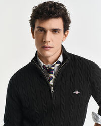 Jersey de punto de ochos con media cremallera en algodón